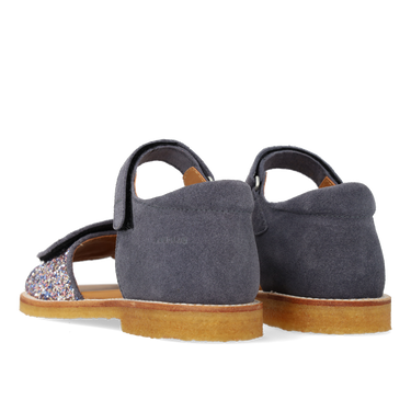 Verstellbare Ledersandale mit funkelndem Glitzer