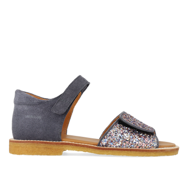 Verstellbare Ledersandale mit funkelndem Glitzer