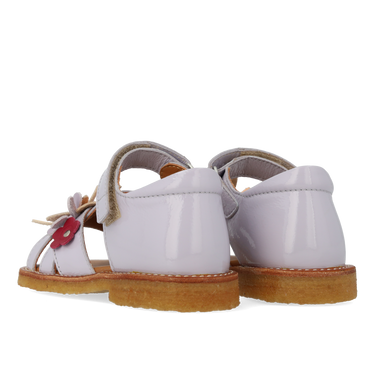 Sandale mit mehrfarbigen Blumenapplikationen