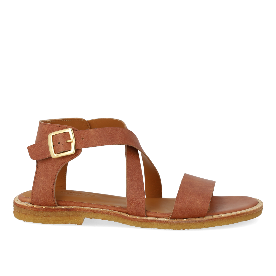 Sandale mit überkreuzten Riemen und Schnalle am Knöchel