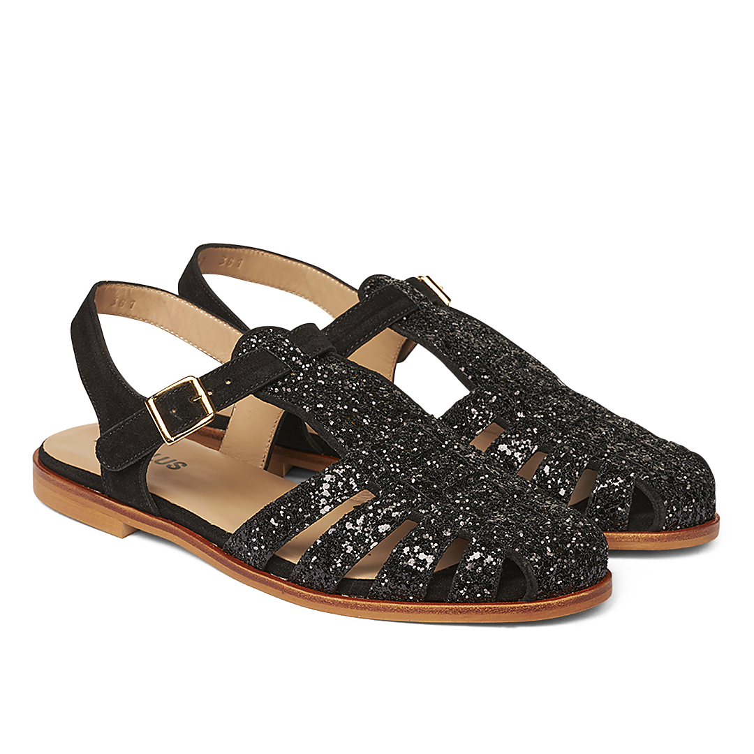 Klassische Fisherman’s Sandale mit funkelndem Glitzer