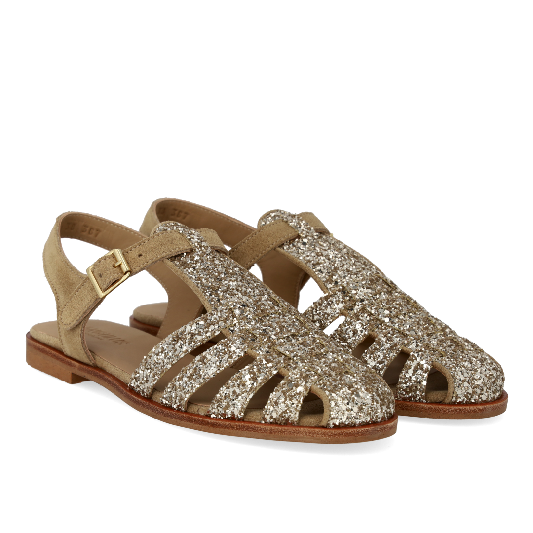 Klassische Fisherman’s-Sandale mit funkelndem Glitzer