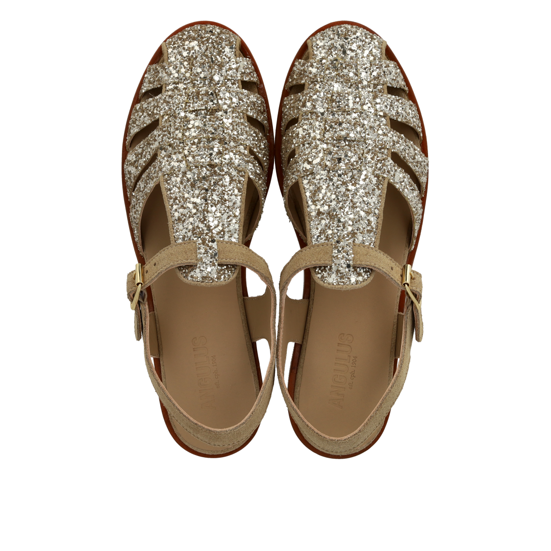 Klassische Fisherman’s-Sandale mit funkelndem Glitzer