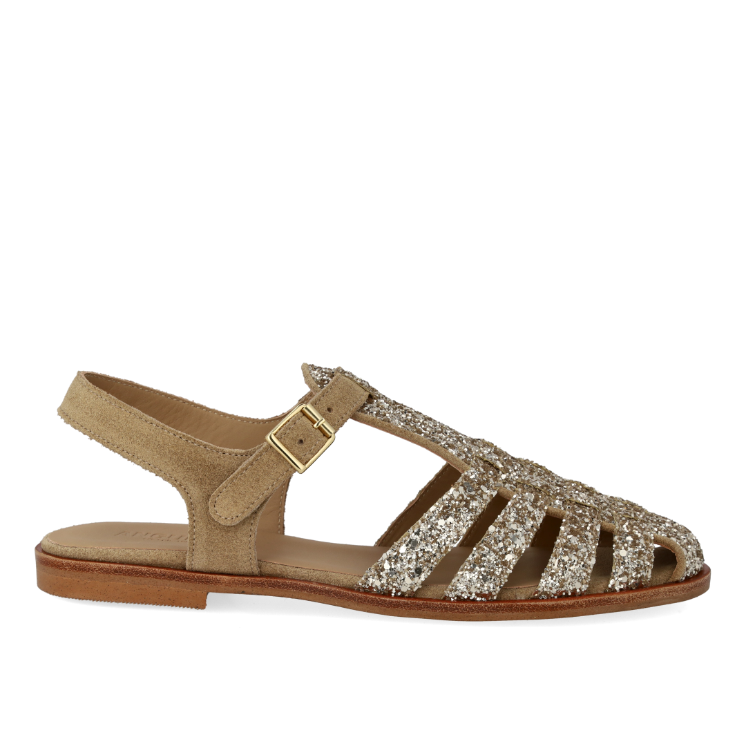 Klassische Fisherman’s-Sandale mit funkelndem Glitzer