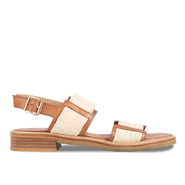 Sandale mit kontrastierendem Raffia-Gummiband
