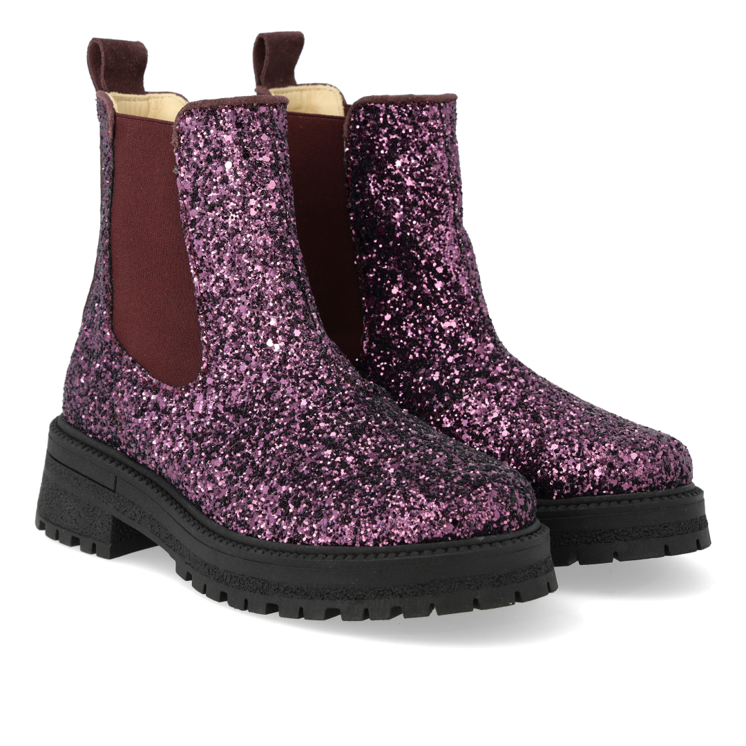 Glitzer-Chelsea-Stiefel mit Tracksohle