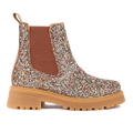 Glitzer-Chelsea-Stiefel auf Track-Sohle