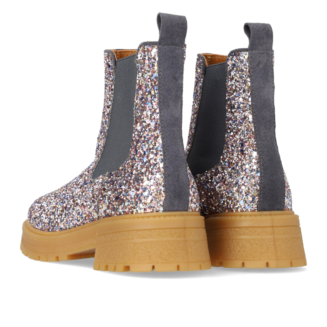 Glitzer-Chelsea-Stiefel mit Track-Sohle