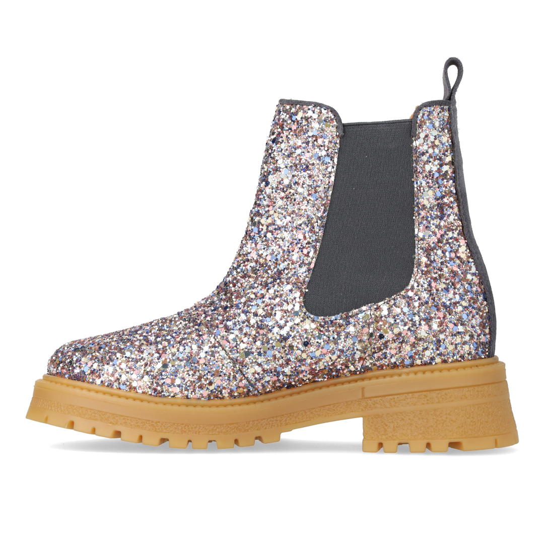 Glitzer-Chelsea-Stiefel mit Track-Sohle