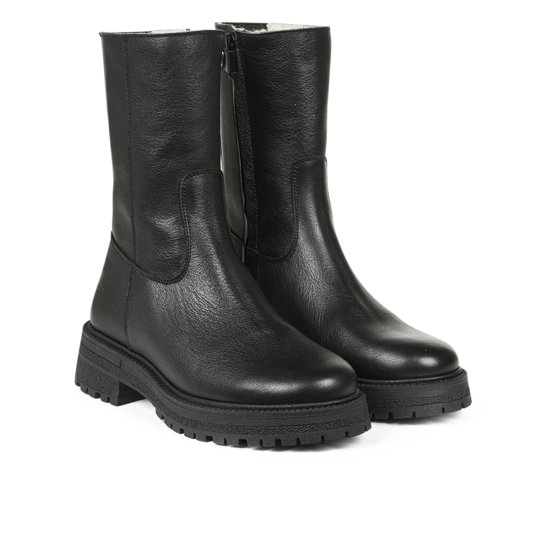 Mittelhoher Stiefel mit Gummizug und Reißverschluss