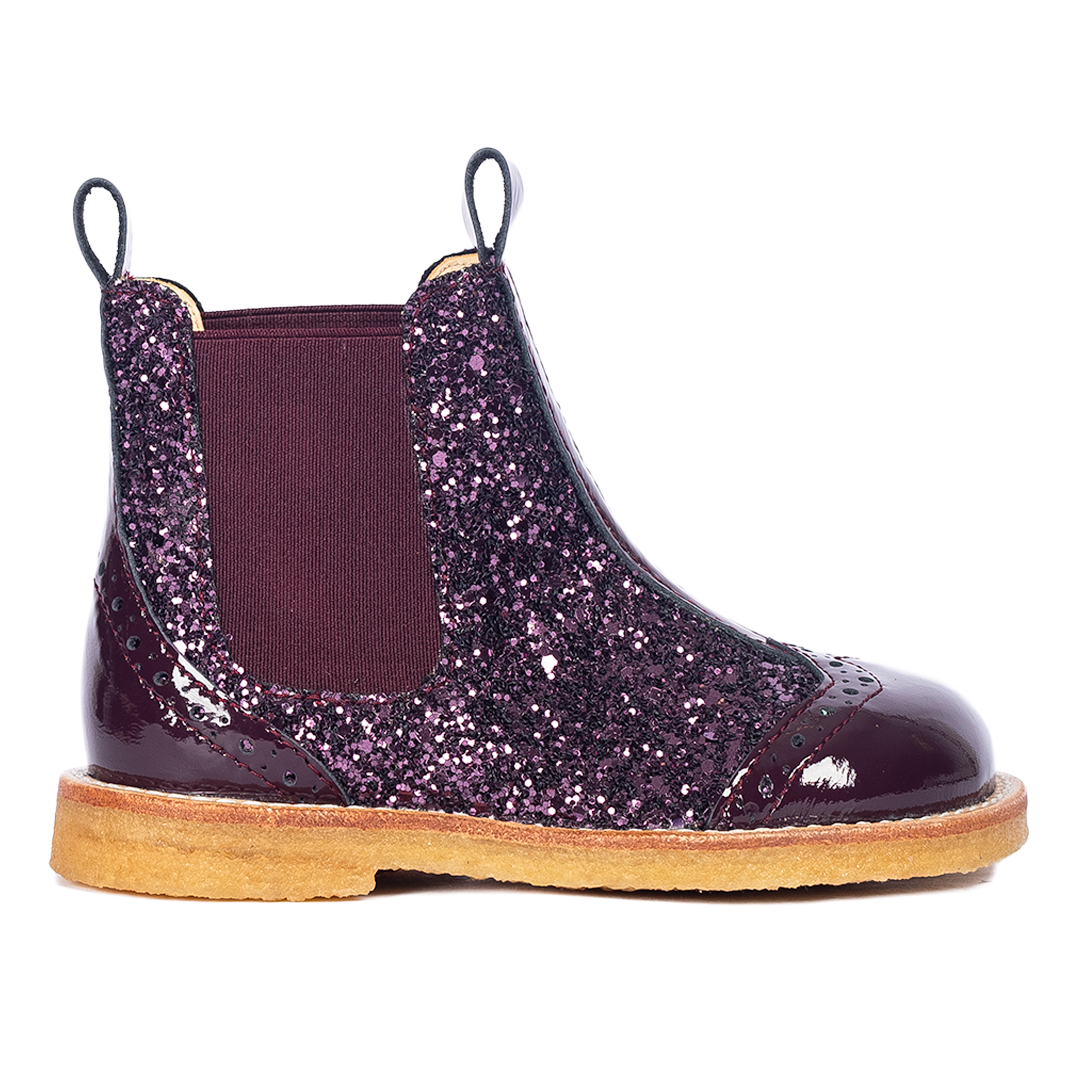 Chelsea-Stiefel mit Glitzer und Brogue-Details