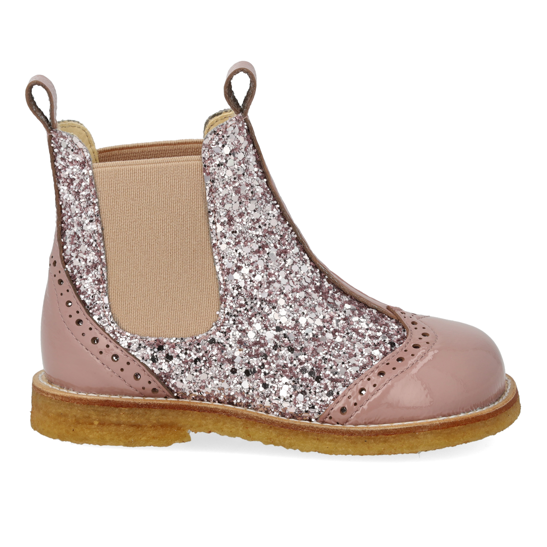 Chelsea-Stiefel mit Glitzer und Brogue-Details