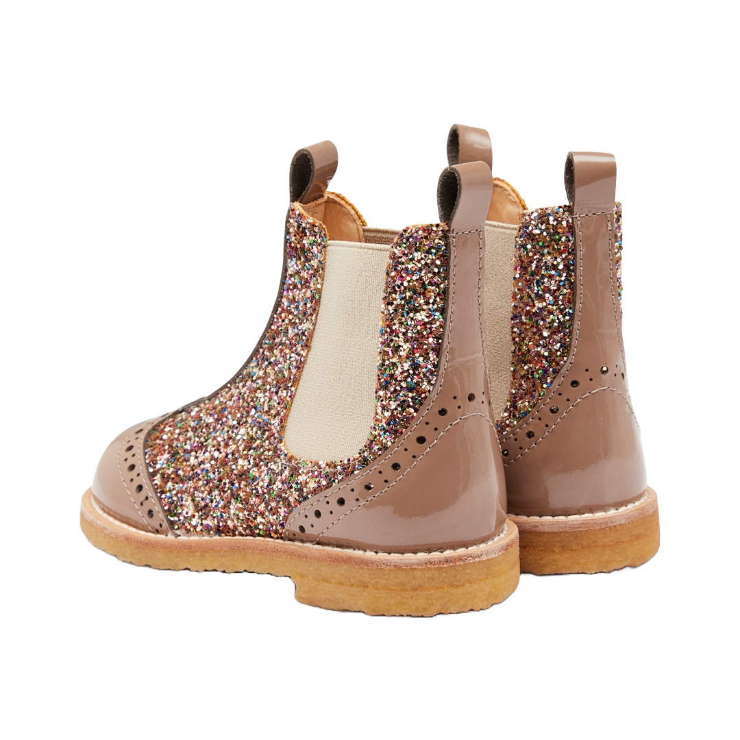Chelsea-Stiefel mit Glitzer und Brogue-Details