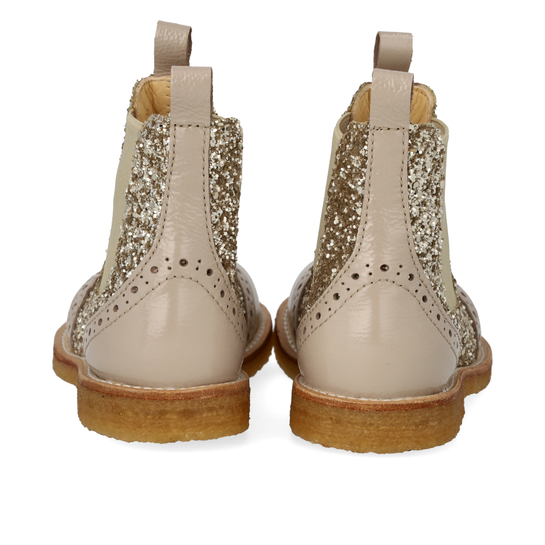 Chelsea-Stiefel mit Glitzer und Brogue-Details