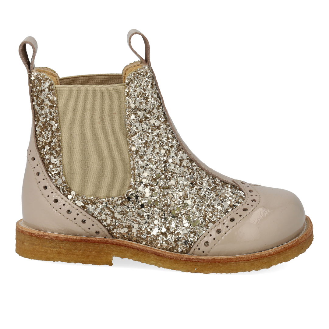 Chelsea-Stiefel mit Glitzer und Brogue-Details