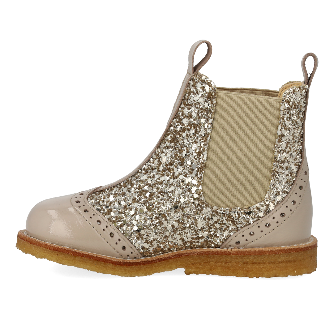 Chelsea-Stiefel mit Glitzer und Brogue-Details