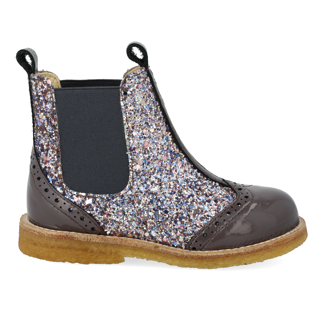 Chelsea-Stiefel mit Glitzer und Brogue-Details