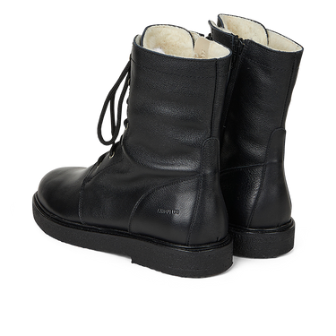 Schnürstiefel mit Wollfutter und Reißverschluss