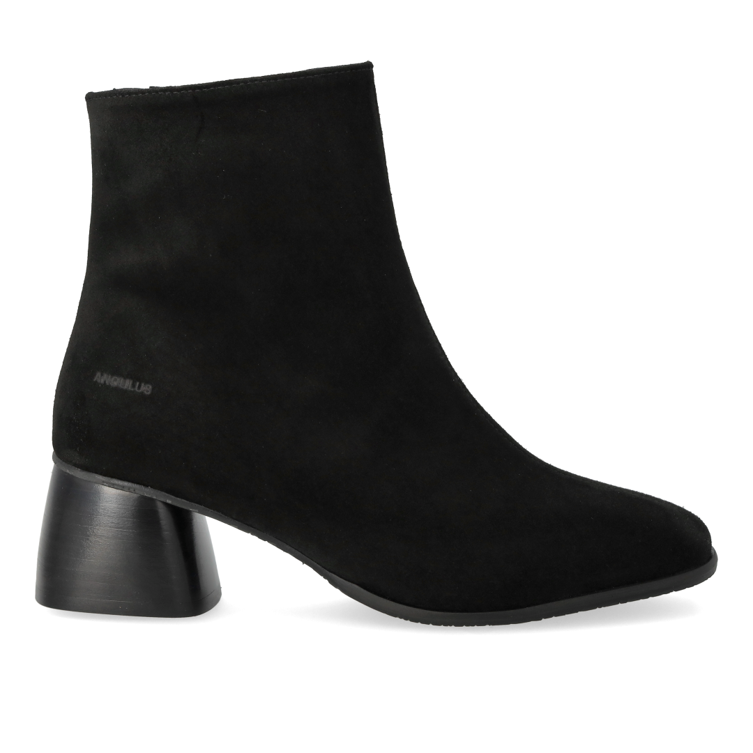 Stiefelette mit skulpturalem schwarzen Holzabsatz
