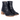 Handgeflochtene Lederstiefelette mit skulpturalem Blockabsatz