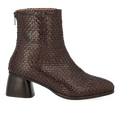 Handgeflochtene Lederstiefelette mit skulpturalem Blockabsatz