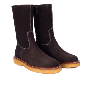 Klassischer Lederstiefel mit Kontrastnähten