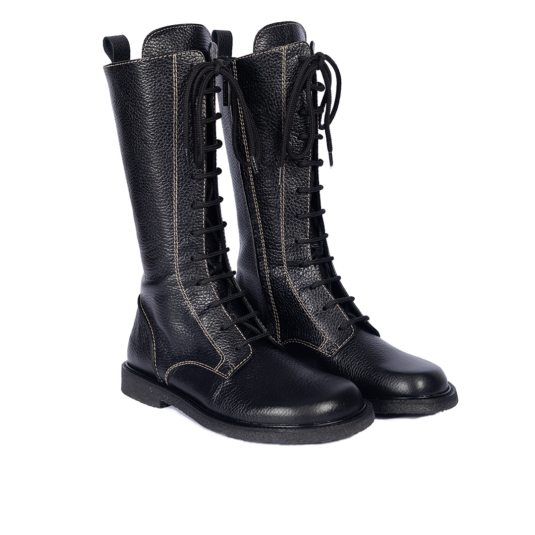 Schnürstiefel mit langem Schaft und Kontrastdetails