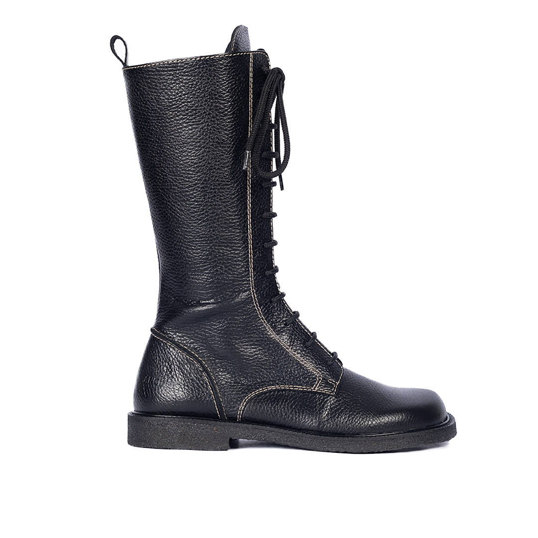 Schnürstiefel mit langem Schaft und Kontrastdetails