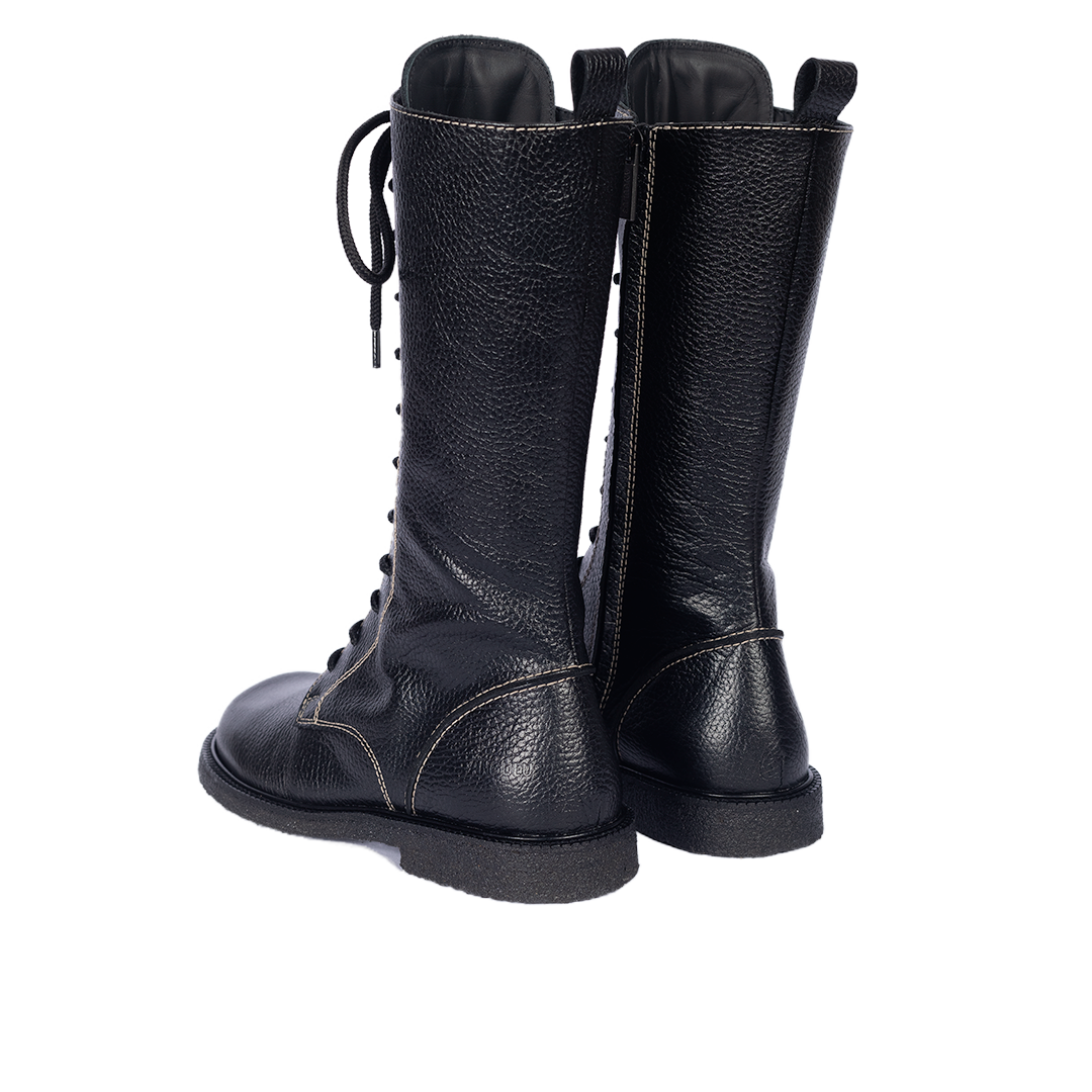 Schnürstiefel mit langem Schaft und Kontrastdetails