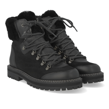 Schnürstiefel mit Pelzdetails