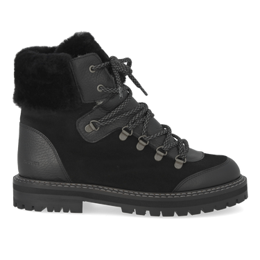 Schnürstiefel mit Pelzdetails