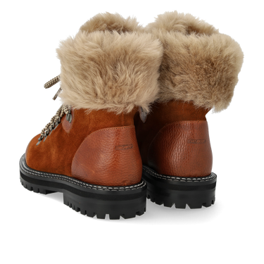 Schnürstiefel mit Pelzdetails