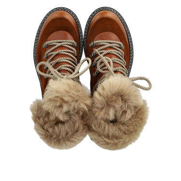 Schnürstiefel mit Pelzdetails
