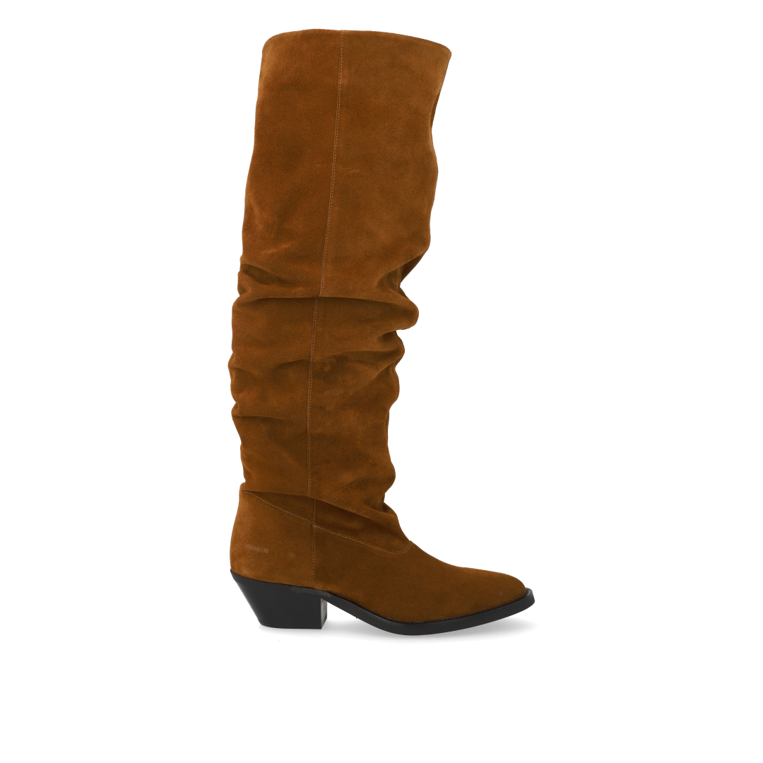Langschaftiger Wildlederstiefel mit Falteneffekt