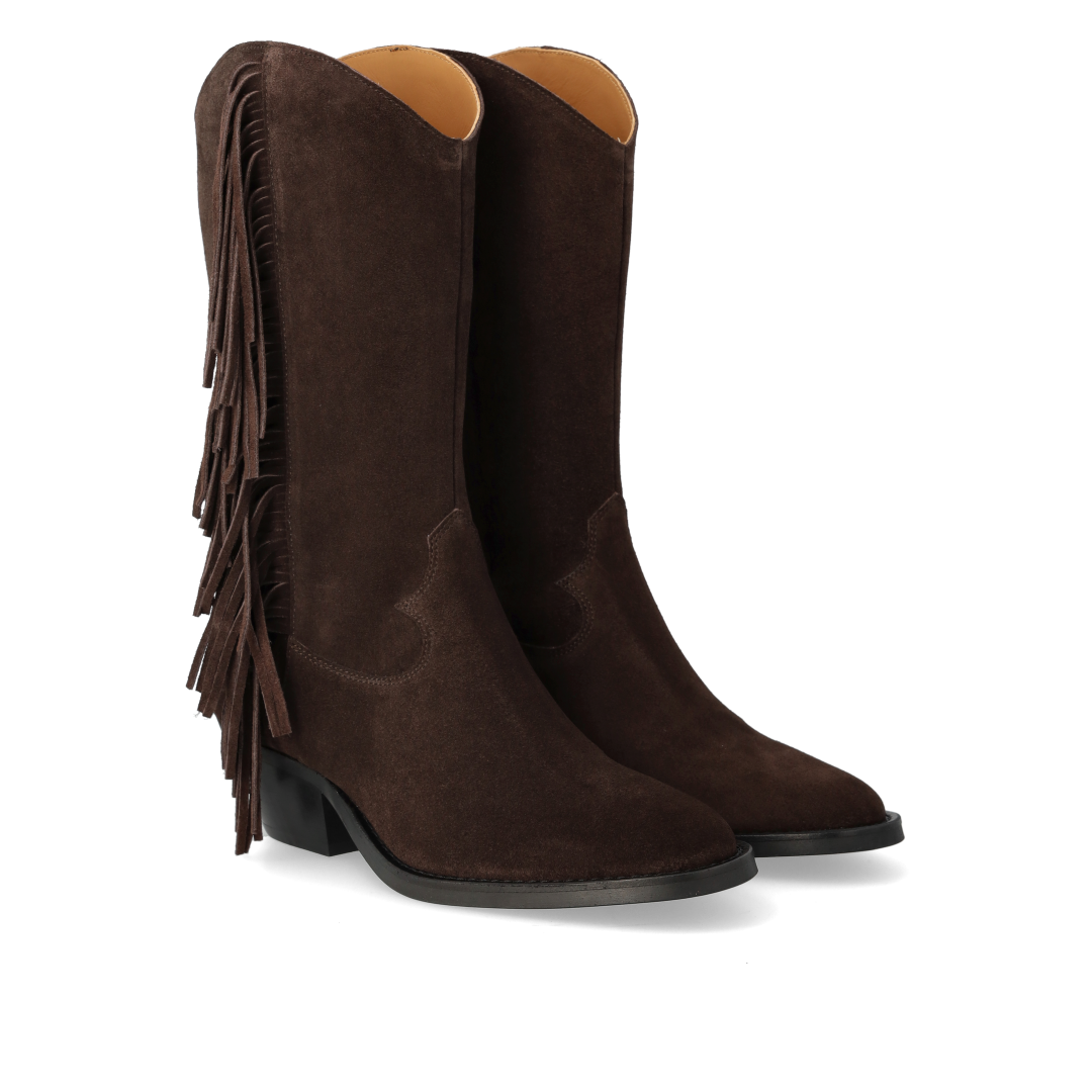 Cowboystiefel mit geschwungenem Schaft und Fransen