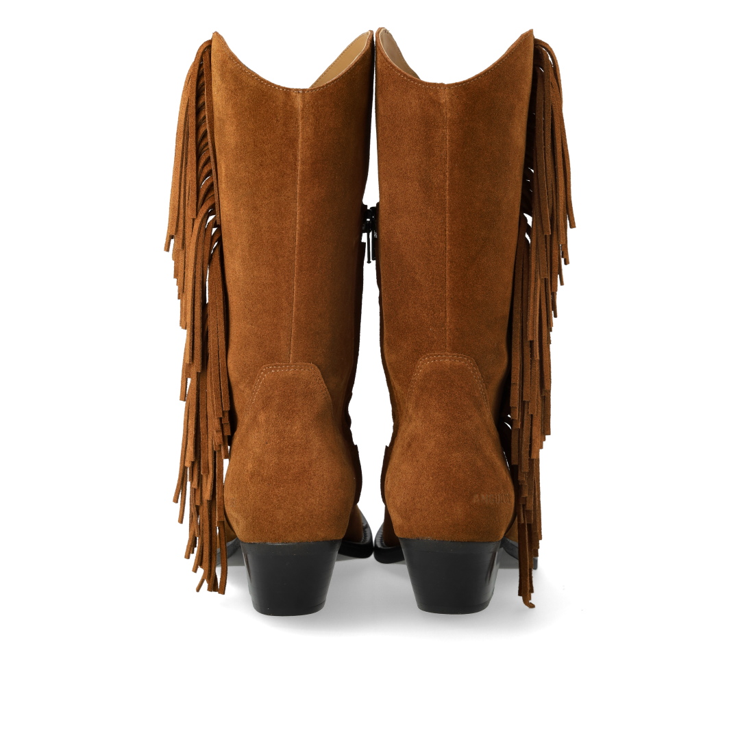 Cowboystiefel mit geschwungenem Schaft und Fransen
