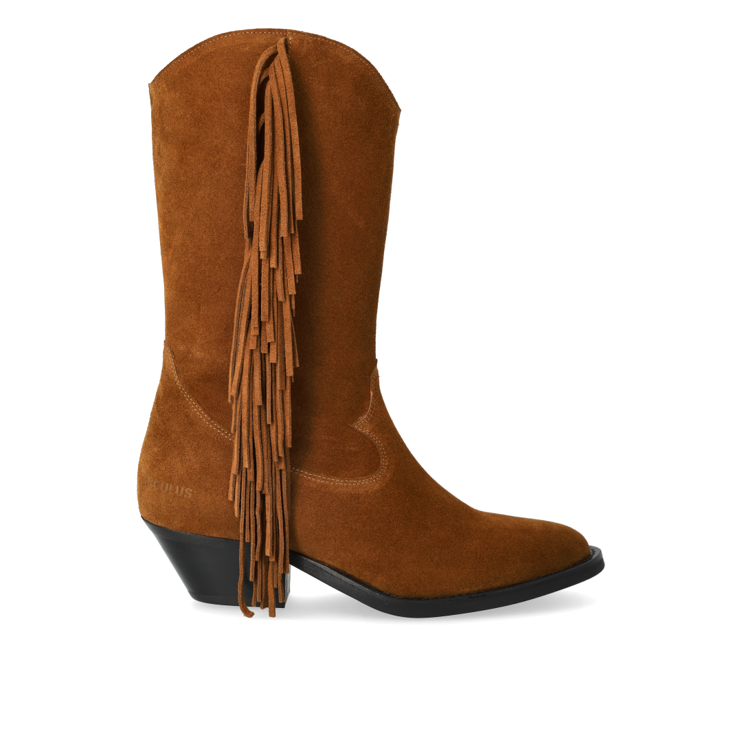 Cowboystiefel mit geschwungenem Schaft und Fransen